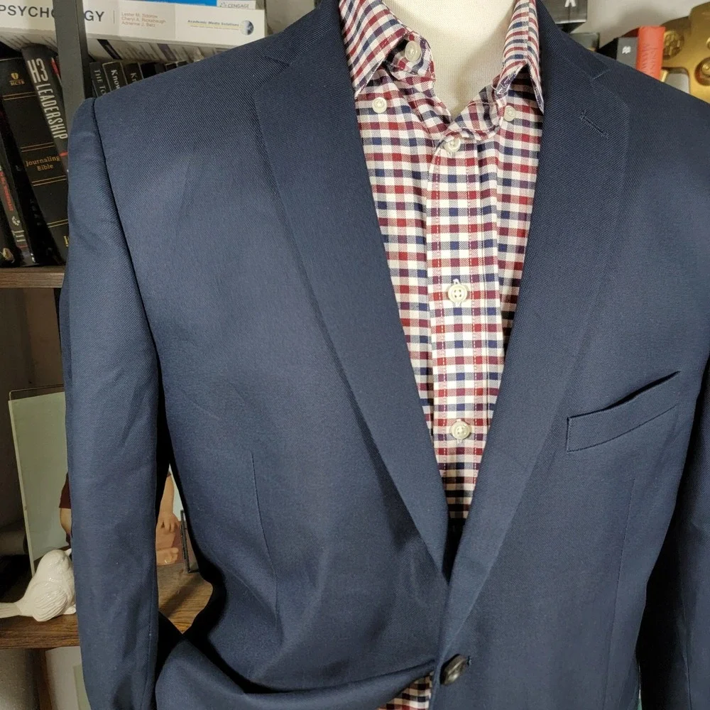 US POLO ASSN Men's Sport Coat Blazer‎ Two Button Navy Blue 100% Cotton Size 44R